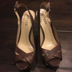 Guess brown leather heels